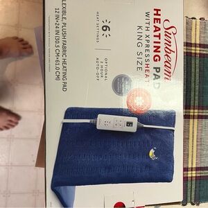 Sunbeam King Size Heating Pad with XpressHeat - White and Blue